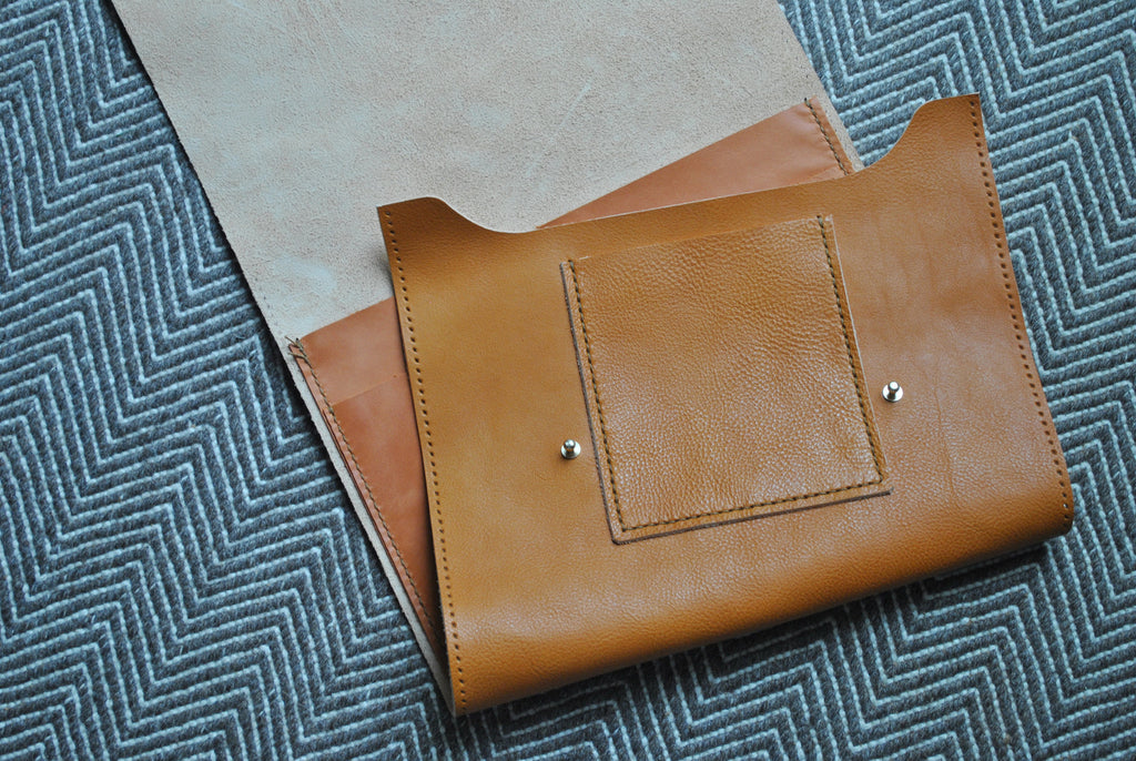 Cedar leather satchel in the making