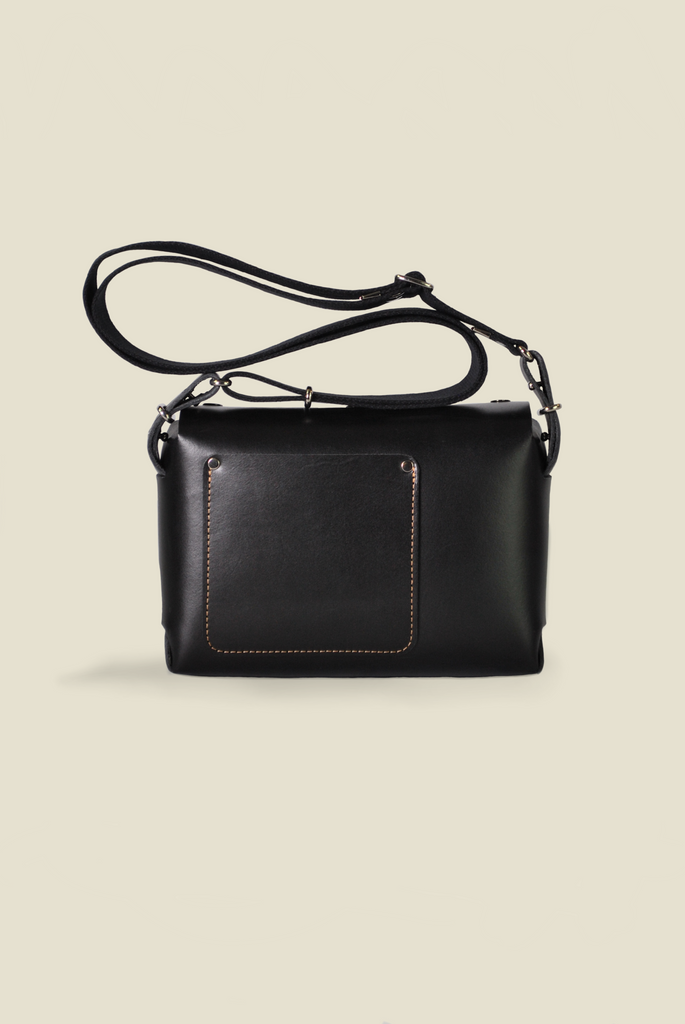 Black Leather Crossbody Bag Casual Everyday Carry