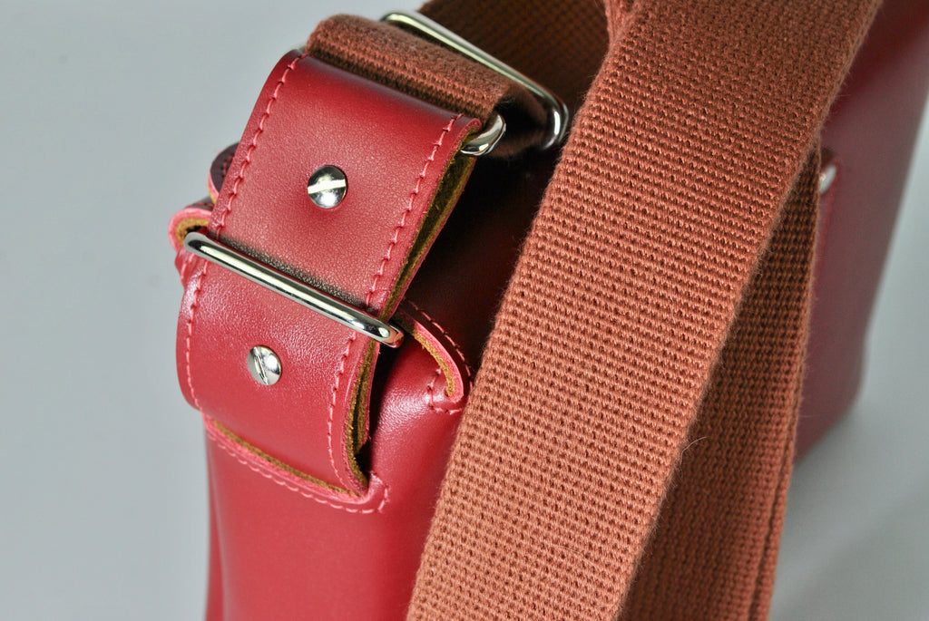 Red & Tan Leather Crossbody Bag Casual Everyday Carry