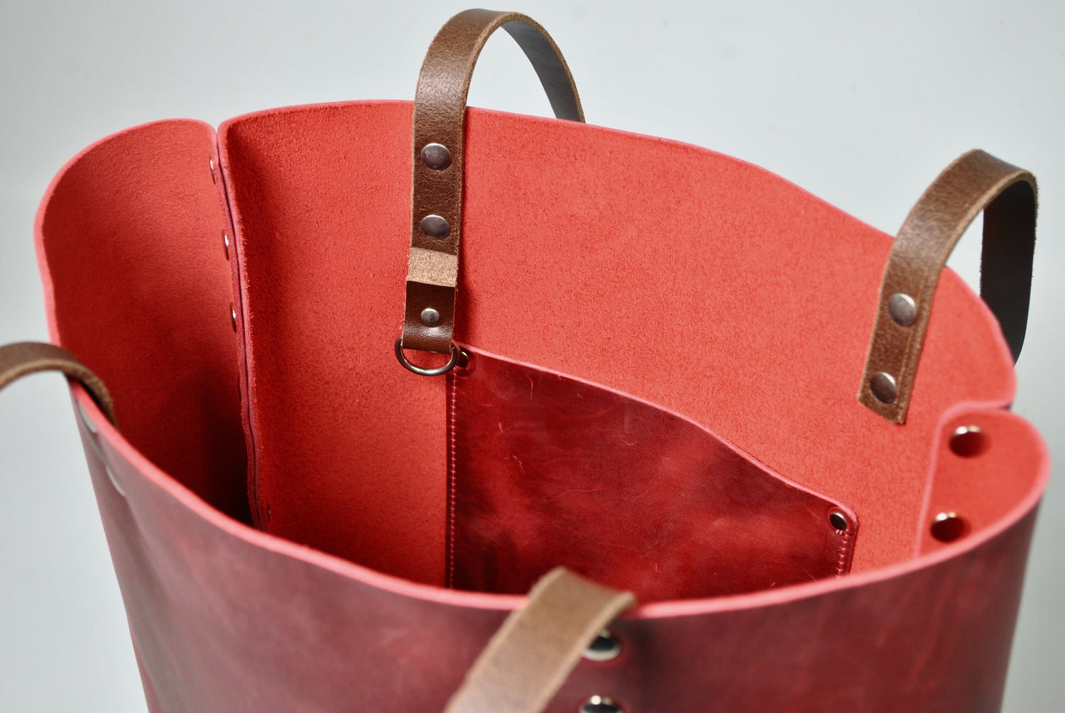 Leather Bear Tote Distressed Red Everyday Carry