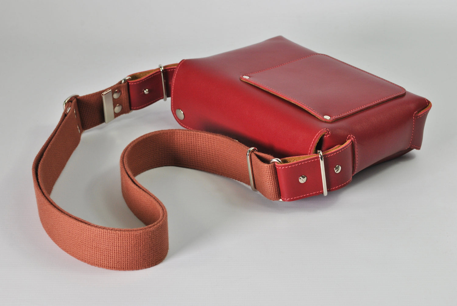 Red & Tan Leather Crossbody Bag Casual Everyday Carry