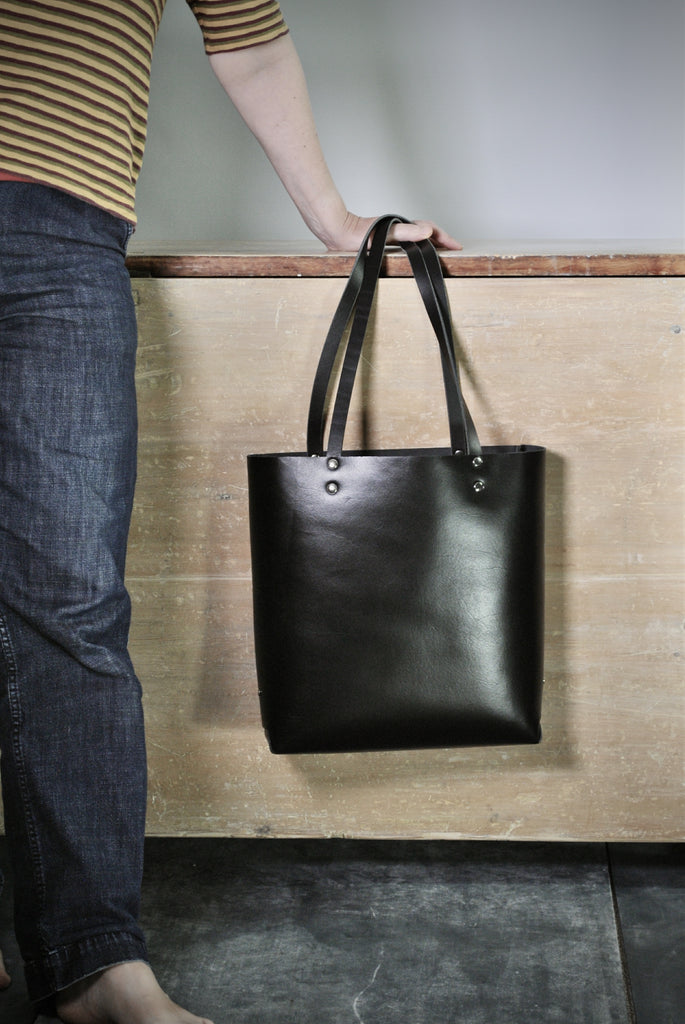 Leather Bear Tote Black Everyday Carry