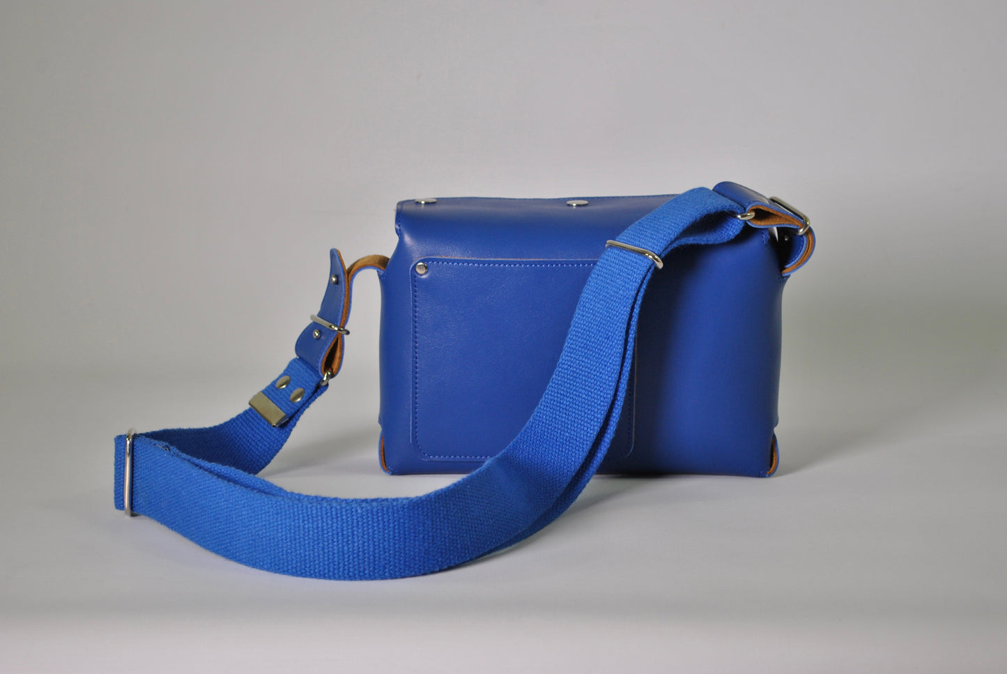 Blue Leather Crossbody Bag Casual Everyday Carry