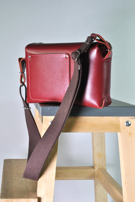 Red Leather Crossbody Bag Casual Everyday Carry