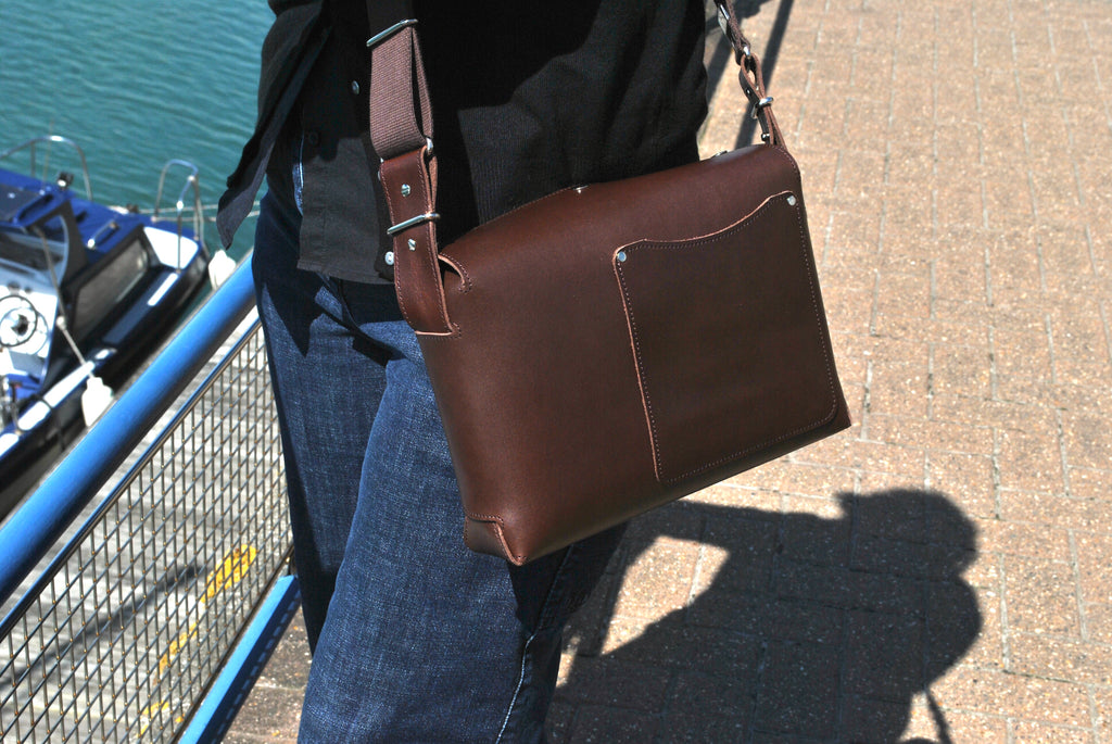 Chestnut Tiger Leather Crossbody Bag Casual Everyday Carry