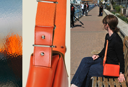 Classic Orange Leather Fox Bag