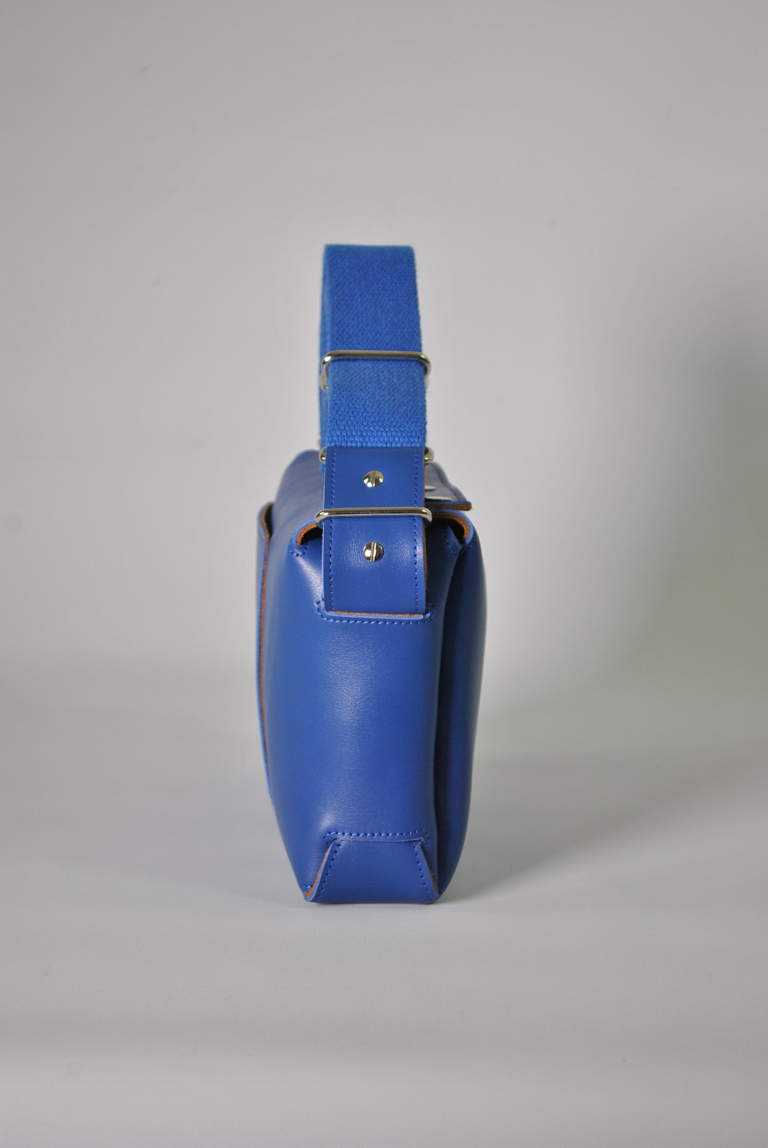 Blue Leather Crossbody Bag Casual Everyday Carry